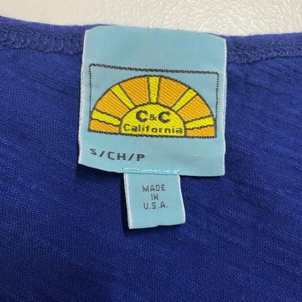 C & C California Womens Dress Small Blue Short Sleeve Drawstring Waist USA Made - Picture 5 of 13